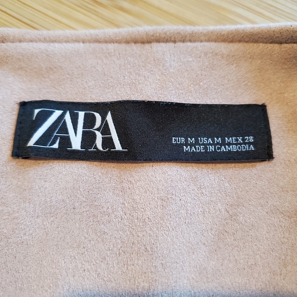 Women's Zara Jacket Faux Suede Fringe 3/4 Sleeves Light Dusty Pink Rose Medium M - Picture 10 of 16